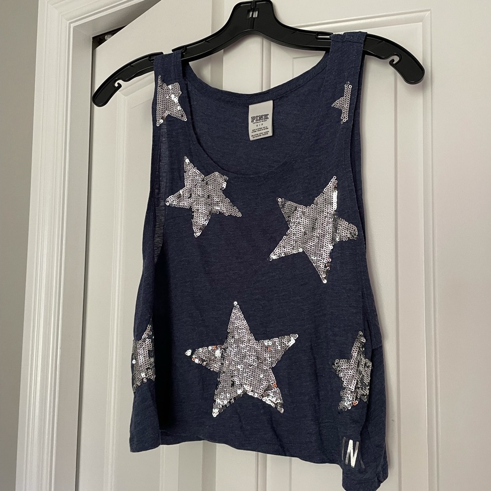 Star sequined PINK tank top